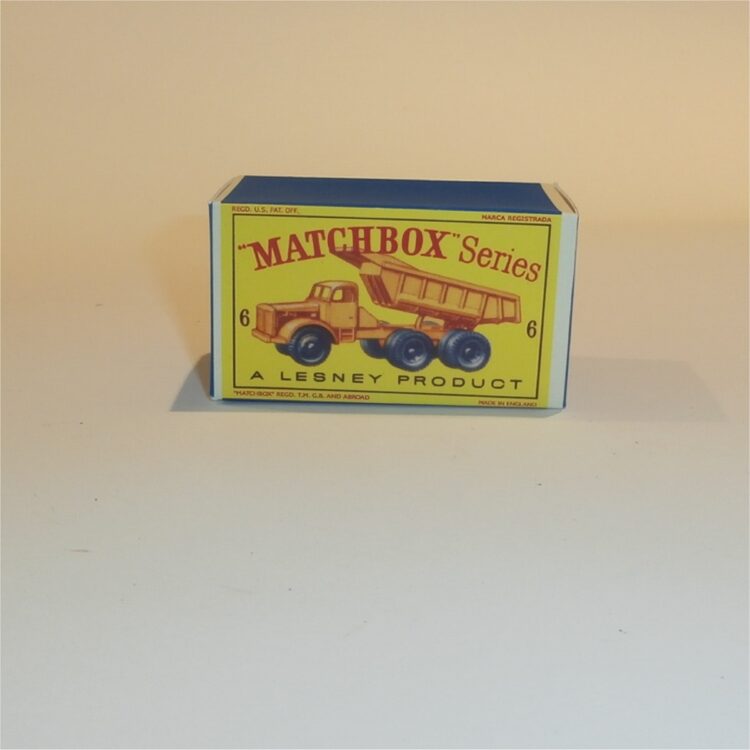 Matchbox Lesney  6c Quarry Truck Empty D Style Repro Box